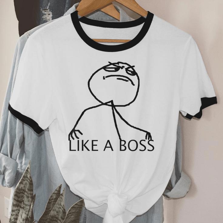Like A Boss Rage Comic Meme Classic Internet Nostalgia Tee Unisex Cotton Ringer T-Shirt
