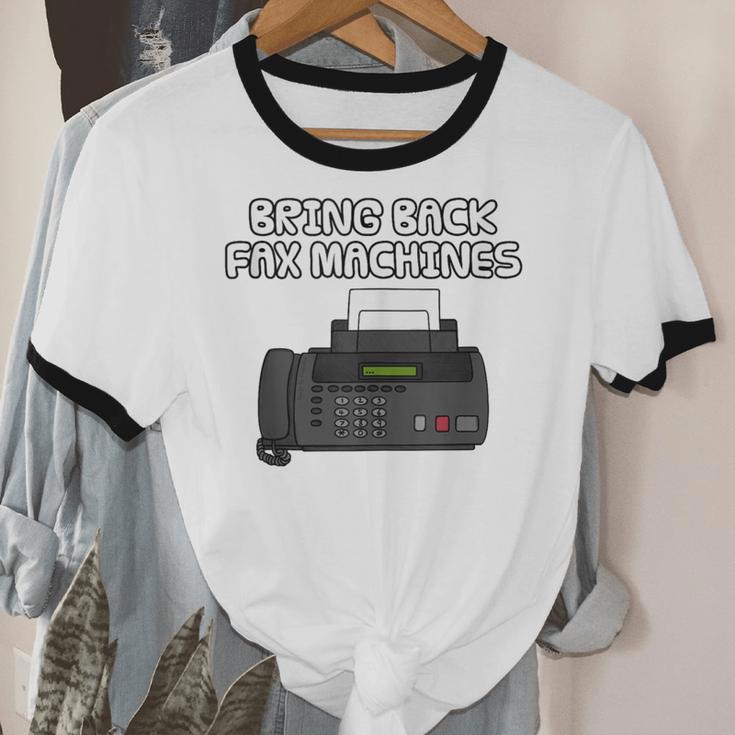 Bring Back Fax Machines Office Sarcasm Nostalgia Unisex Cotton Ringer T-Shirt