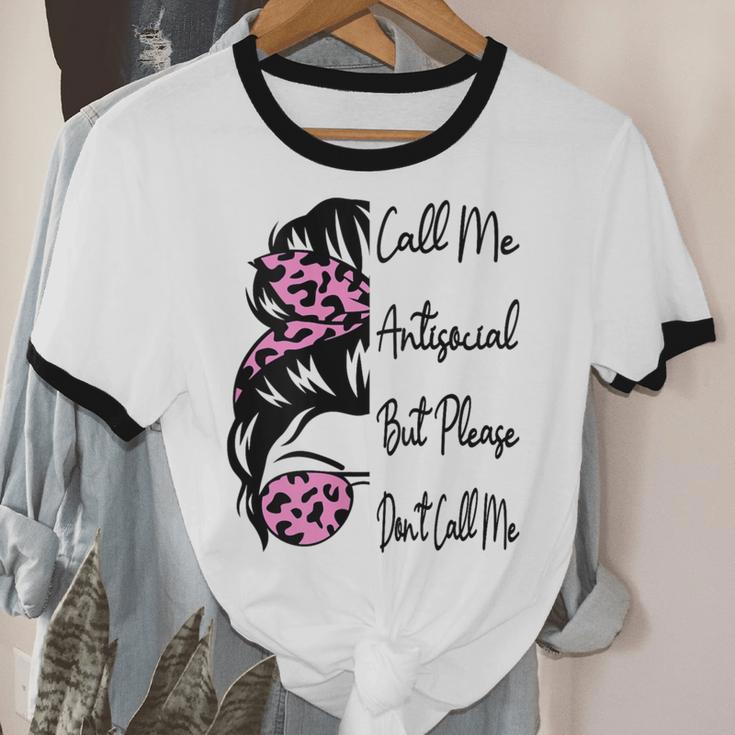 Call Me Antisocial But Please Don't Call Me Introvert Unisex Cotton Ringer T-Shirt