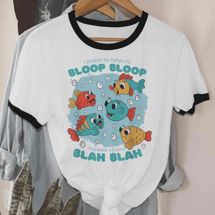Cartoon Sarcasm Anti-Social Nihilism Introvert Fish Unisex Cotton Ringer T-Shirt