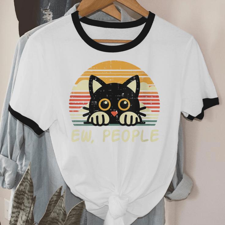 Cat Eww People Introvert Meme Women Men Kids Unisex Cotton Ringer T-Shirt Cat Eww People Introvert Meme Women Men Kids Unisex Cotton Ringer T-Shirt