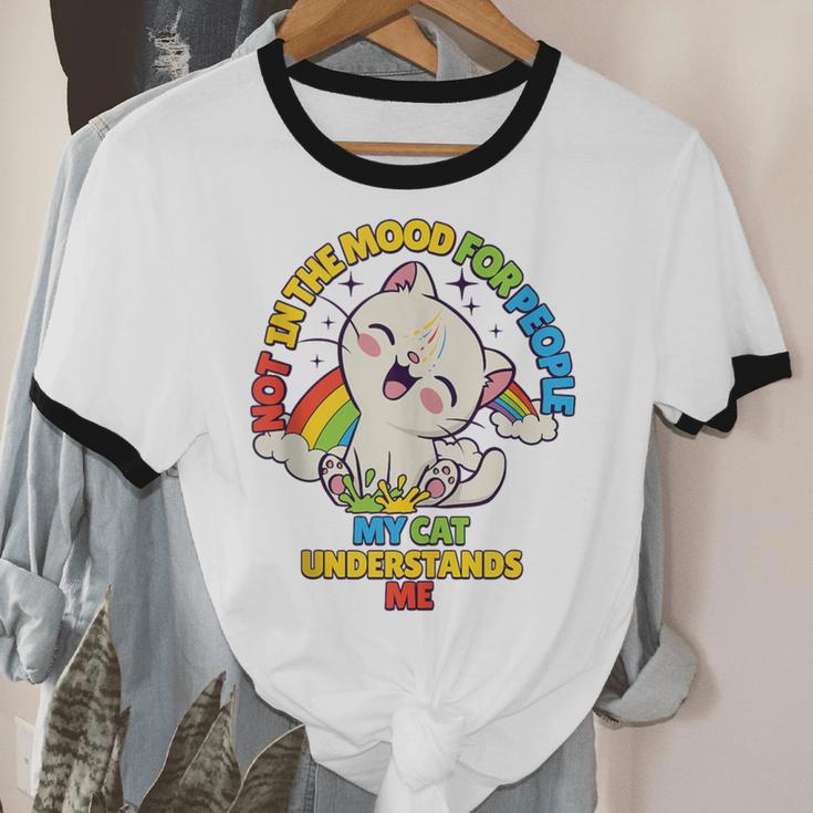 Cat Mom Loves Cats Dad Not In The Mood For People Introvert Unisex Cotton Ringer T-Shirt