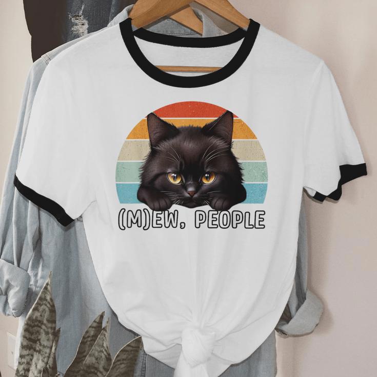Cat Pun Introvert Anti Social Ew People Kitty Unisex Cotton Ringer T-Shirt Cat Pun Introvert Anti Social Ew People Kitty Unisex Cotton Ringer T-Shirt