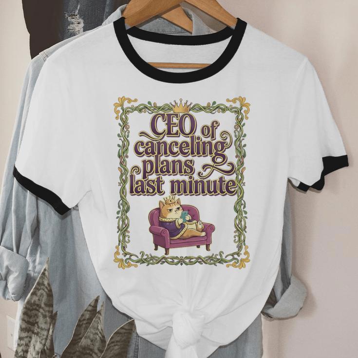CEO Of Canceling Plans Flake Introvert Friend Premium Tri-Blend Unisex Cotton Ringer T-Shirt