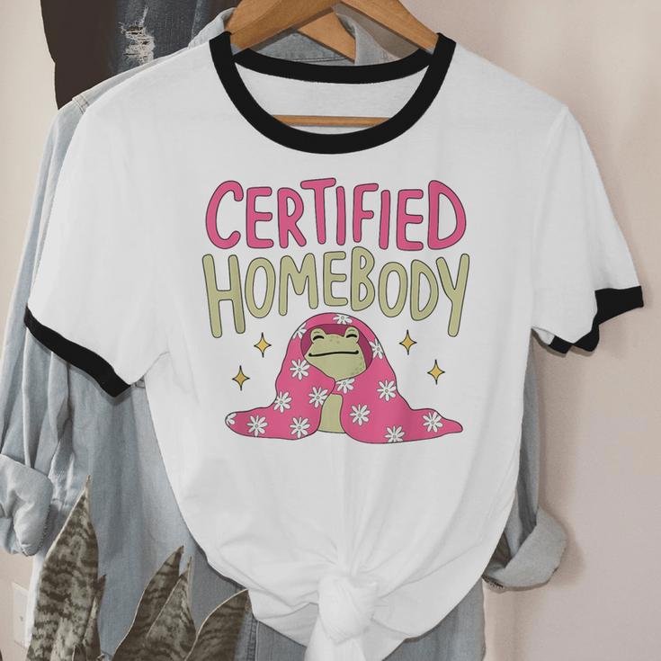 Certified Homebody Trendy Frog Introvert Unisex Cotton Ringer T-Shirt