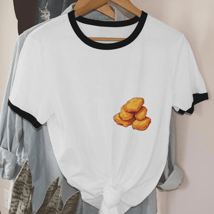 Chicken Nugget Saying Introvert Nuggie Foodie Food Unisex Cotton Ringer T-Shirt