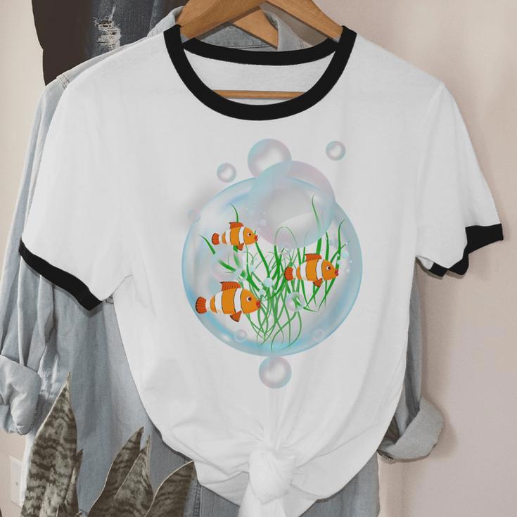 Clownfish Anemonefish Bubbles Water Frutiger Aero Y2K Style Unisex Cotton Ringer T-Shirt