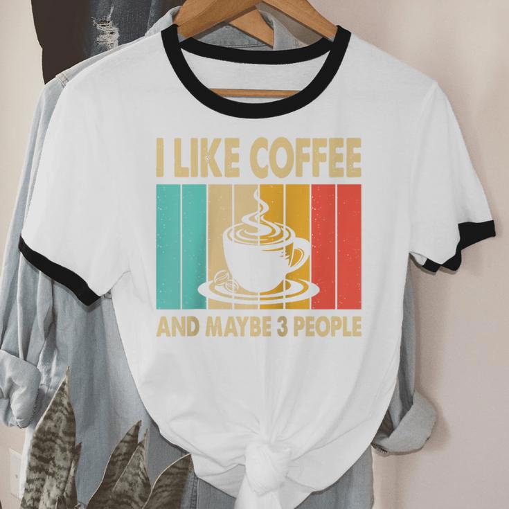I Like Coffee And Maybe 3 People Introvert Anti-Social Raglan Baseball Tee Unisex Cotton Ringer T-Shirt