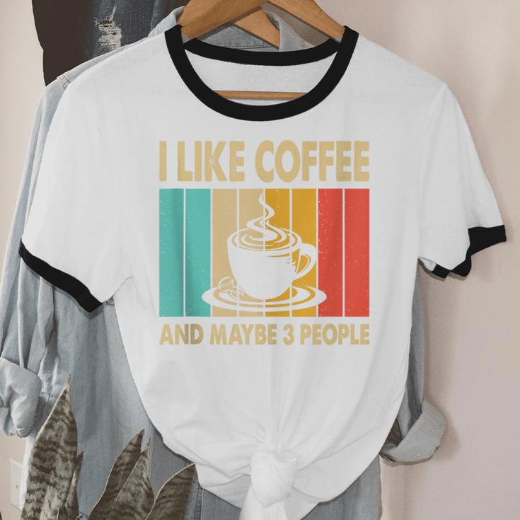 I Like Coffee And Maybe 3 People Introvert Anti-Social Unisex Cotton Ringer T-Shirt