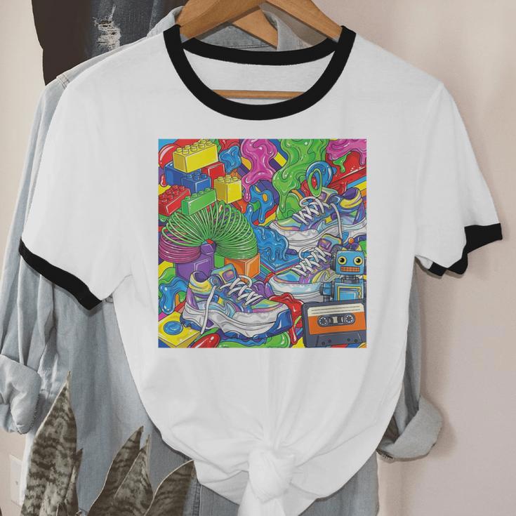 Colorful Kidcore 90s Nostalgia Meme Sneakers Robot Toy Slime Unisex Cotton Ringer T-Shirt Colorful Kidcore 90s Nostalgia Meme Sneakers Robot Toy Slime Unisex Cotton Ringer T-Shirt
