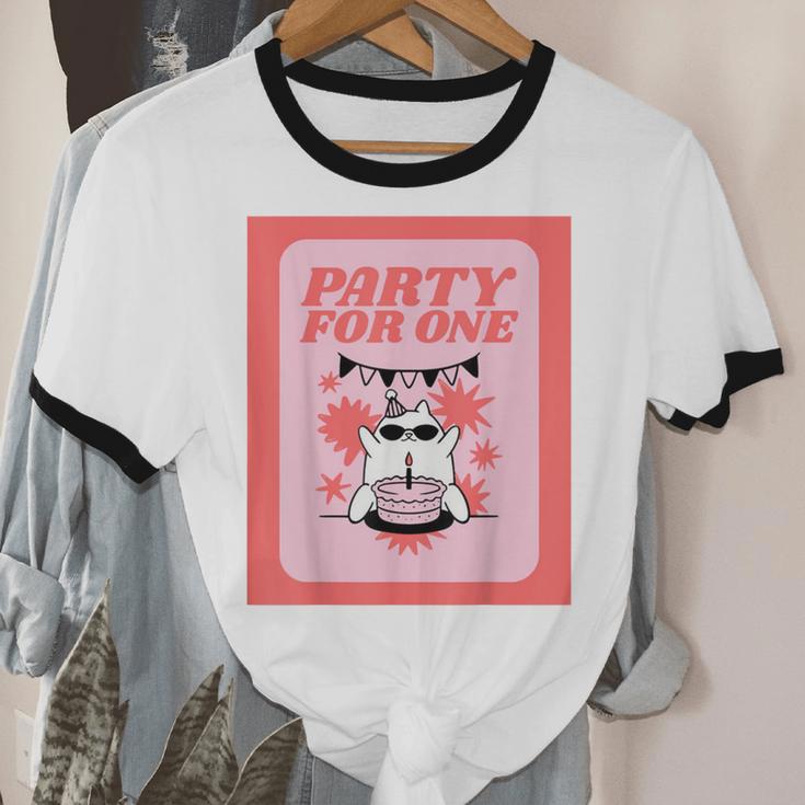 Cool Fun Cute Party Introvert Cat Character Unisex Cotton Ringer T-Shirt