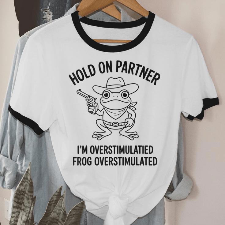 Cowboy Frog Overstimulated Western Meme Introverts Unisex Cotton Ringer T-Shirt