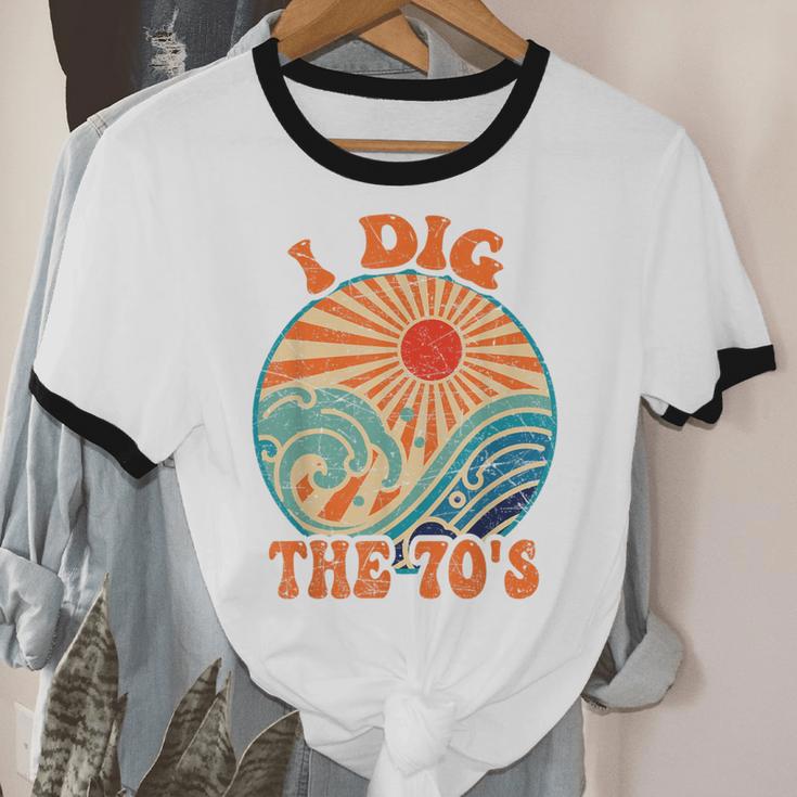 I Dig The 70s Aesthetic Nostalgia 1970's Retro 70s Party Unisex Cotton Ringer T-Shirt