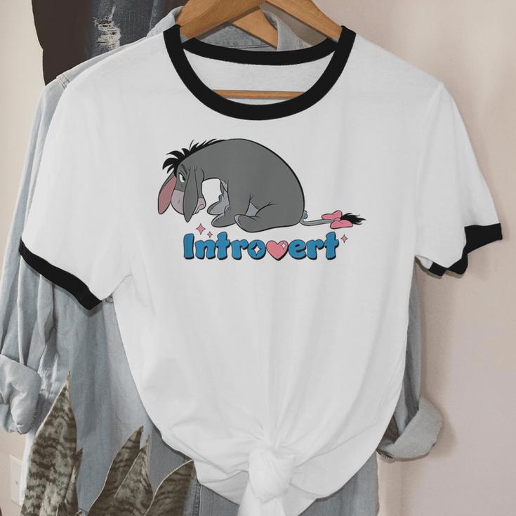 Disney Winnie The Pooh Introvert Eeyore Logo Unisex Cotton Ringer T-Shirt Disney Winnie The Pooh Introvert Eeyore Logo Unisex Cotton Ringer T-Shirt