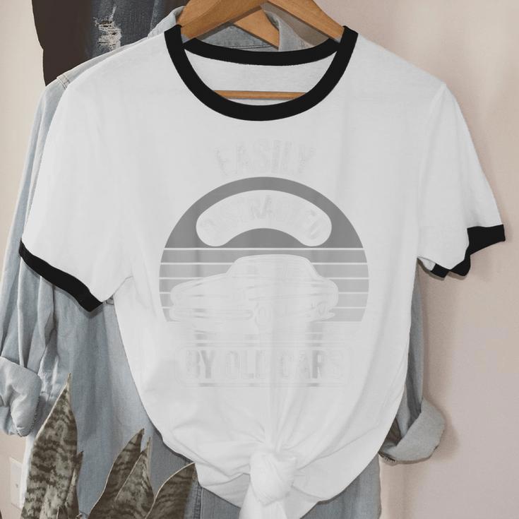 Easily Distracted By Old Cars Graphic Nostalgia Unisex Cotton Ringer T-Shirt Easily Distracted By Old Cars Graphic Nostalgia Unisex Cotton Ringer T-Shirt