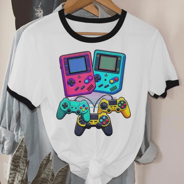 Eighties Console Controller Gaming Player Gadget Nostalgia Unisex Cotton Ringer T-Shirt