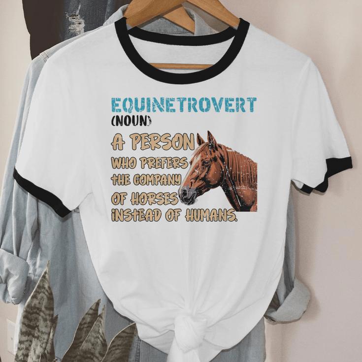 Equinetrovert Definition Equine Horse Riding Introvert Unisex Cotton Ringer T-Shirt