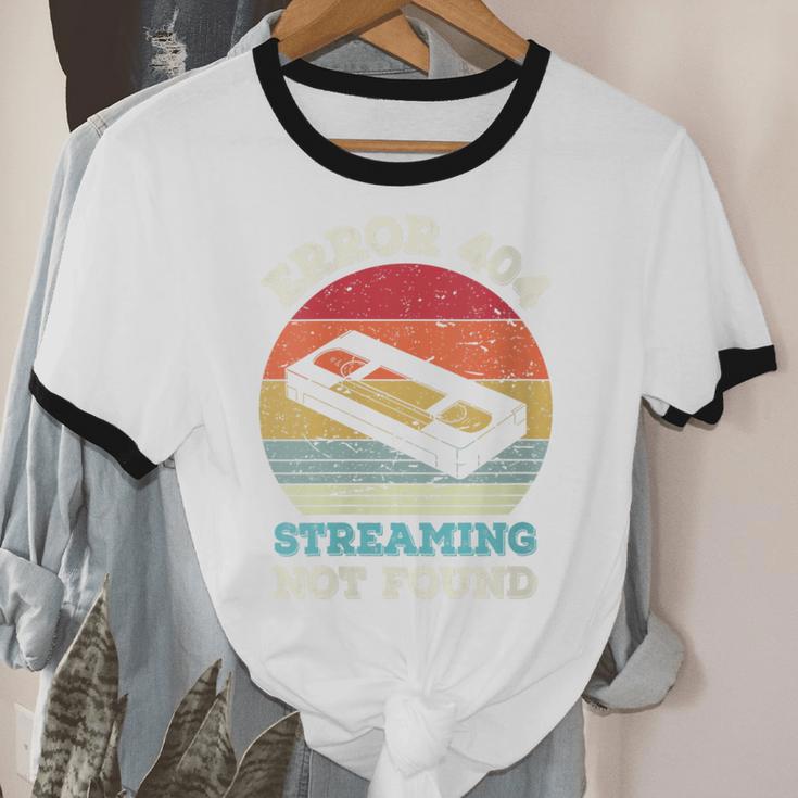 Error 404 Streaming Not Found Nostalgia VHS Retro Tape Unisex Cotton Ringer T-Shirt