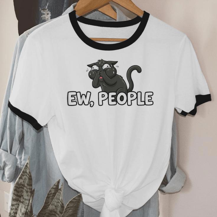 Ew People Cat Anti Social Introvert Unisex Cotton Ringer T-Shirt Ew People Cat Anti Social Introvert Unisex Cotton Ringer T-Shirt