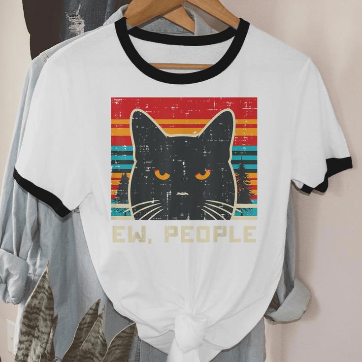 Ew People Cat Saying Introvert Women Men Kids Unisex Cotton Ringer T-Shirt Ew People Cat Saying Introvert Women Men Kids Unisex Cotton Ringer T-Shirt