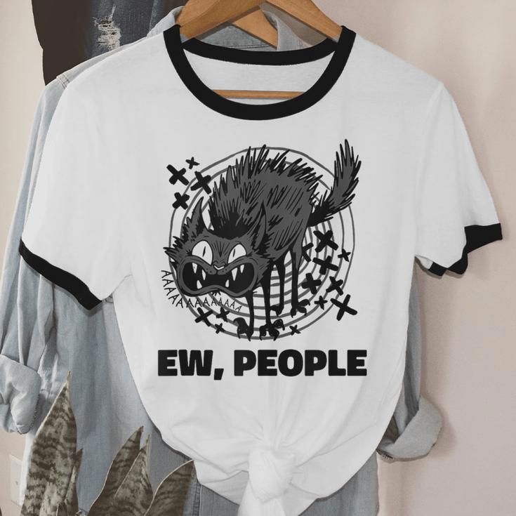 Ew People Introvert Cat Lover Crazy Cats Lady Unisex Cotton Ringer T-Shirt