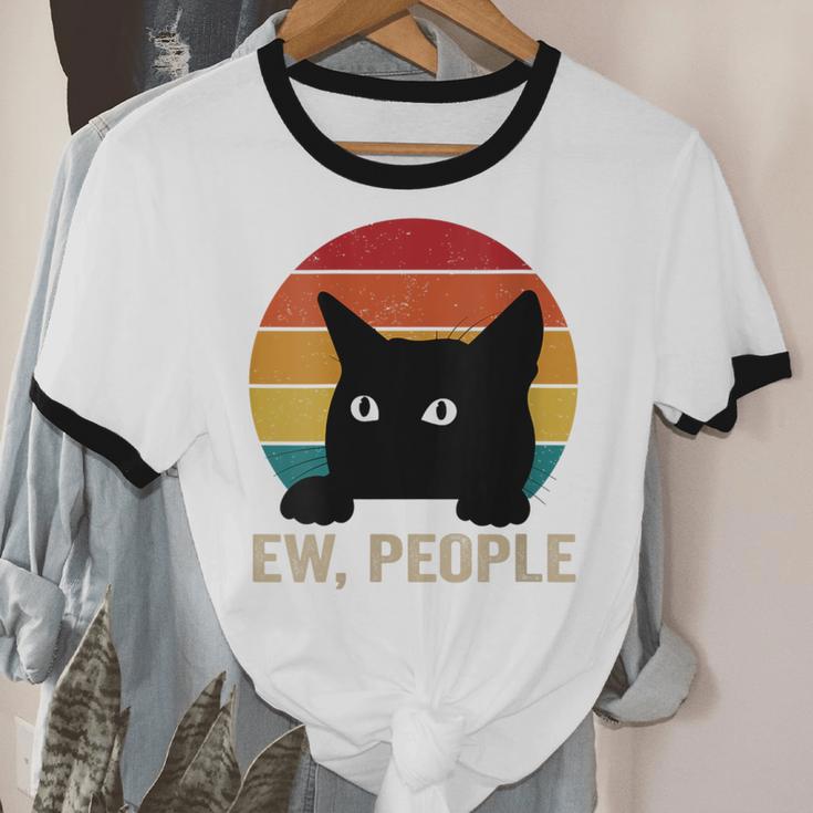 Ew People Introvert Cat Lover Cat Lady Vintage Unisex Cotton Ringer T-Shirt Ew People Introvert Cat Lover Cat Lady Vintage Unisex Cotton Ringer T-Shirt