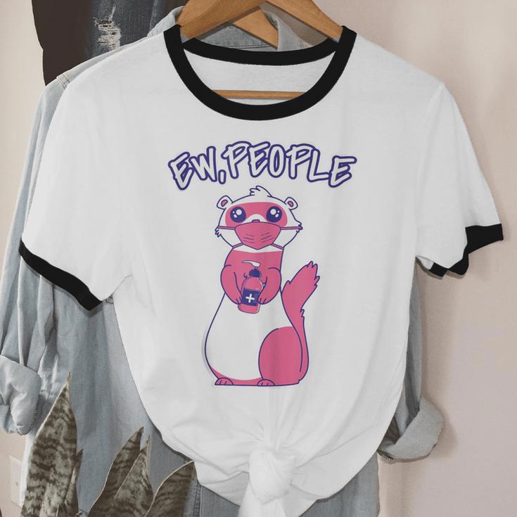 Ew People Introvert Ferrets Saying Mask Ferret Unisex Cotton Ringer T-Shirt