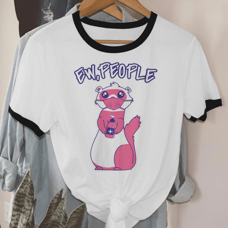 Ew People Introvert Ferrets Saying Mask Ferret Unisex Cotton Ringer T-Shirt Ew People Introvert Ferrets Saying Mask Ferret Unisex Cotton Ringer T-Shirt