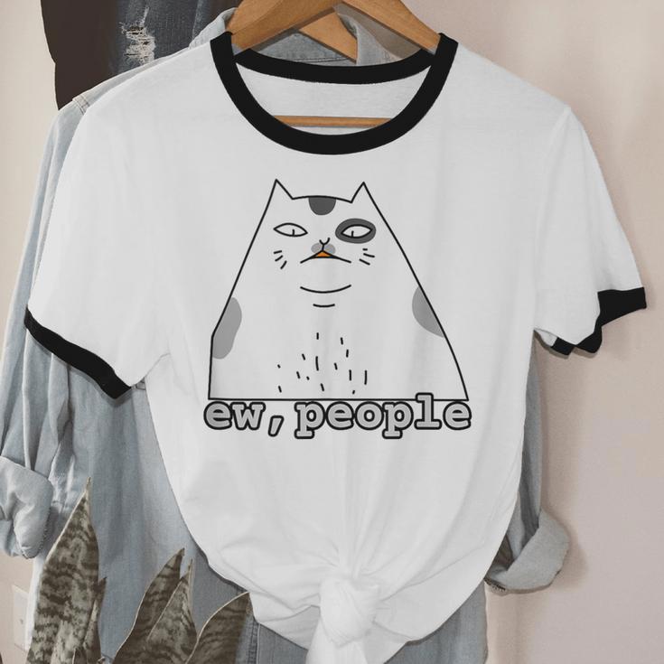 Ew People Introvert Sayings Sarcastic Cat Quote Unisex Cotton Ringer T-Shirt Ew People Introvert Sayings Sarcastic Cat Quote Unisex Cotton Ringer T-Shirt