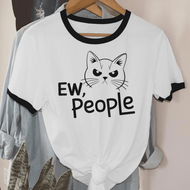 Ew People Introverts Stay Home Socially Awkward Unisex Cotton Ringer T-Shirt