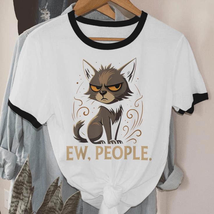 Ew People Moody Cat Sarcastic Introvert Artwork Unisex Cotton Ringer T-Shirt Ew People Moody Cat Sarcastic Introvert Artwork Unisex Cotton Ringer T-Shirt