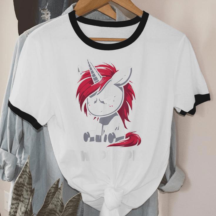 Ew People Unicorn Sarcastic Humor Introvert Unisex Cotton Ringer T-Shirt