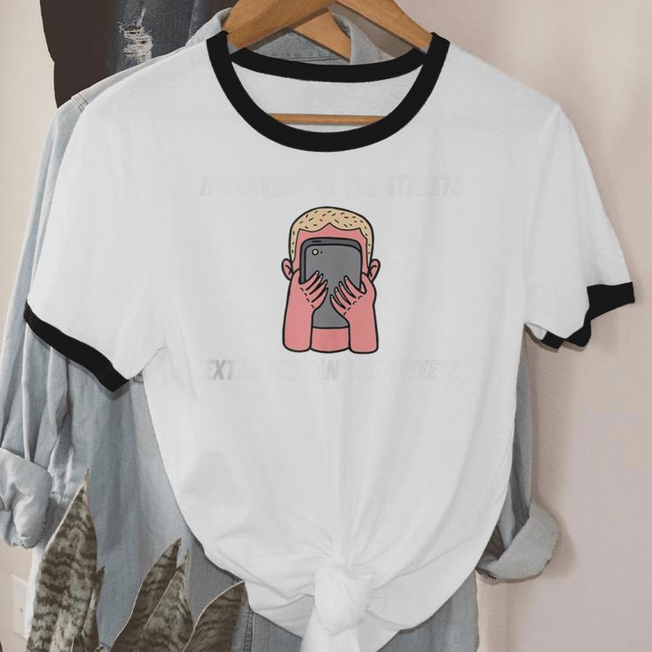 Extroverted Introvert In The Streets Extrovert In The Tweets Unisex Cotton Ringer T-Shirt Extroverted Introvert In The Streets Extrovert In The Tweets Unisex Cotton Ringer T-Shirt