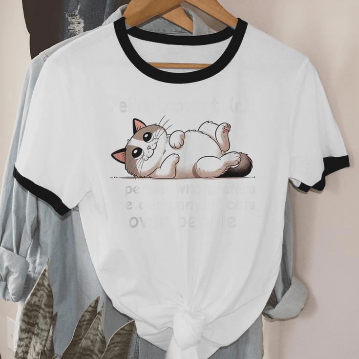 Felinetrovert Definition Cat Lover Introvert Humor Cats Unisex Cotton Ringer T-Shirt
