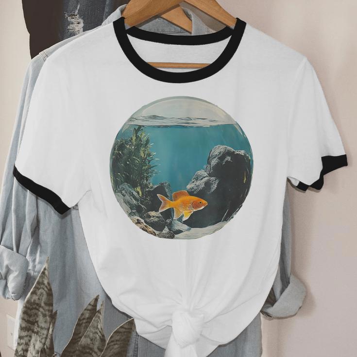 Fish Bowl Frutiger Aero Y2K Retro Vibes Unisex Cotton Ringer T-Shirt