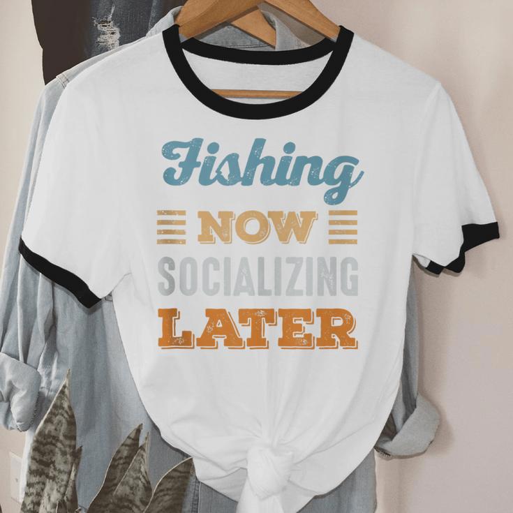 Fishing Now Minimal Socializing Introvert Vintage Unisex Cotton Ringer T-Shirt Fishing Now Minimal Socializing Introvert Vintage Unisex Cotton Ringer T-Shirt