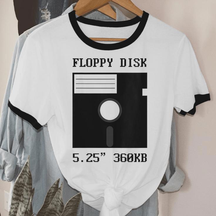 Floppy Disk Computer Nostalgia Fun PC Enthusiast History Unisex Cotton Ringer T-Shirt