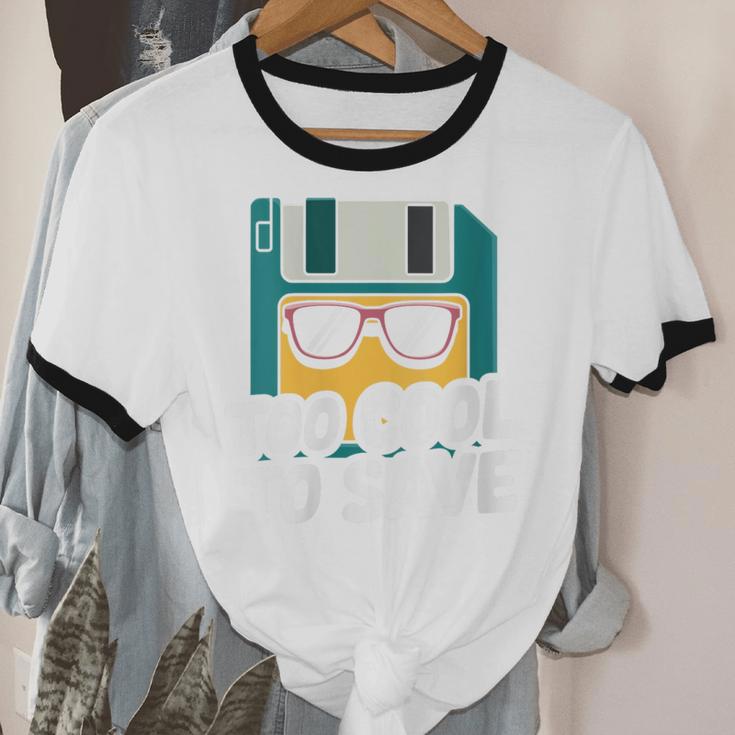 Floppy Disk Retro Tech Nostalgia Old School Computing Humor Unisex Cotton Ringer T-Shirt