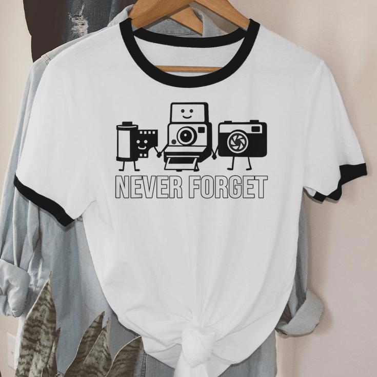 Never Forget Retro Camera Photography Nostalgia Unisex Cotton Ringer T-Shirt Never Forget Retro Camera Photography Nostalgia Unisex Cotton Ringer T-Shirt