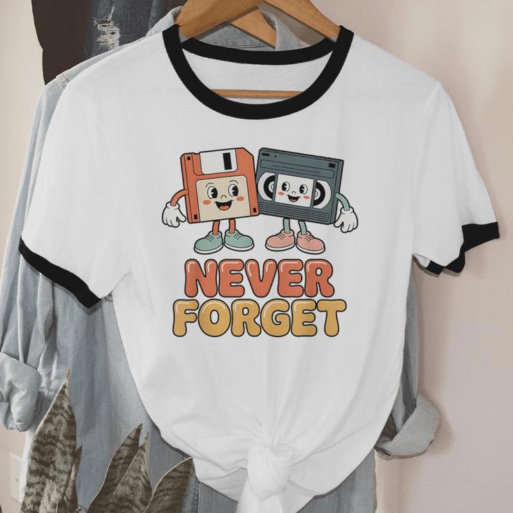 Never Forget Retro Old Technology Nostalgia Unisex Cotton Ringer T-Shirt