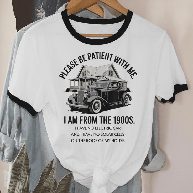 Forgive Me I'm From The 1900s No E-Car No SolarCells Unisex Cotton Ringer T-Shirt
