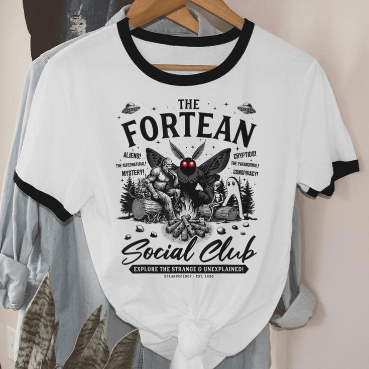Fortean Social Club Bigfoot Mothman Alien Cryptid Introvert Unisex Cotton Ringer T-Shirt