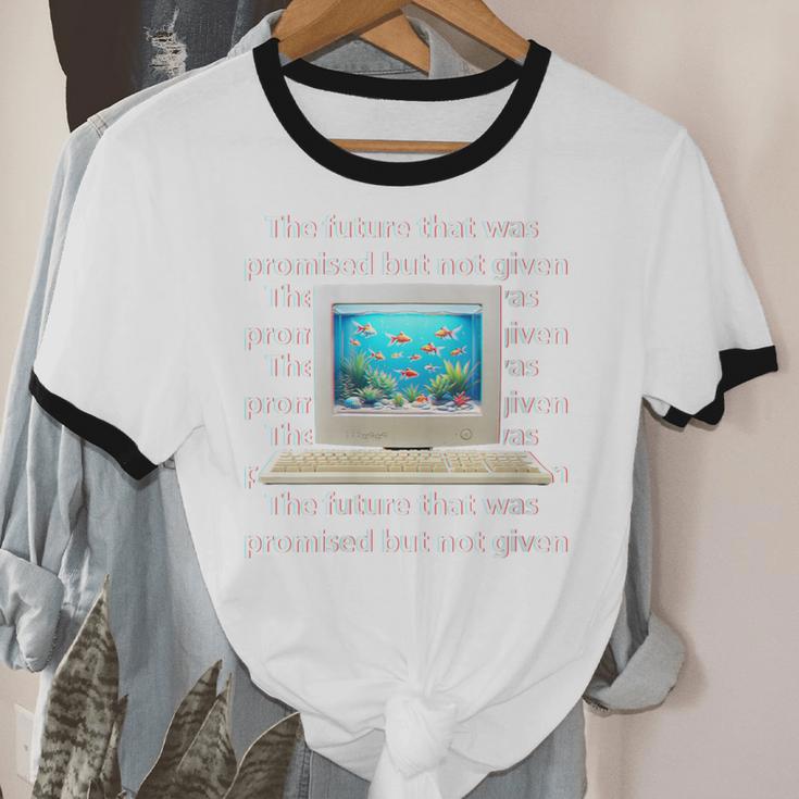 Frutiger Aero Aesthetic Tech The Future That Was Promised Unisex Cotton Ringer T-Shirt