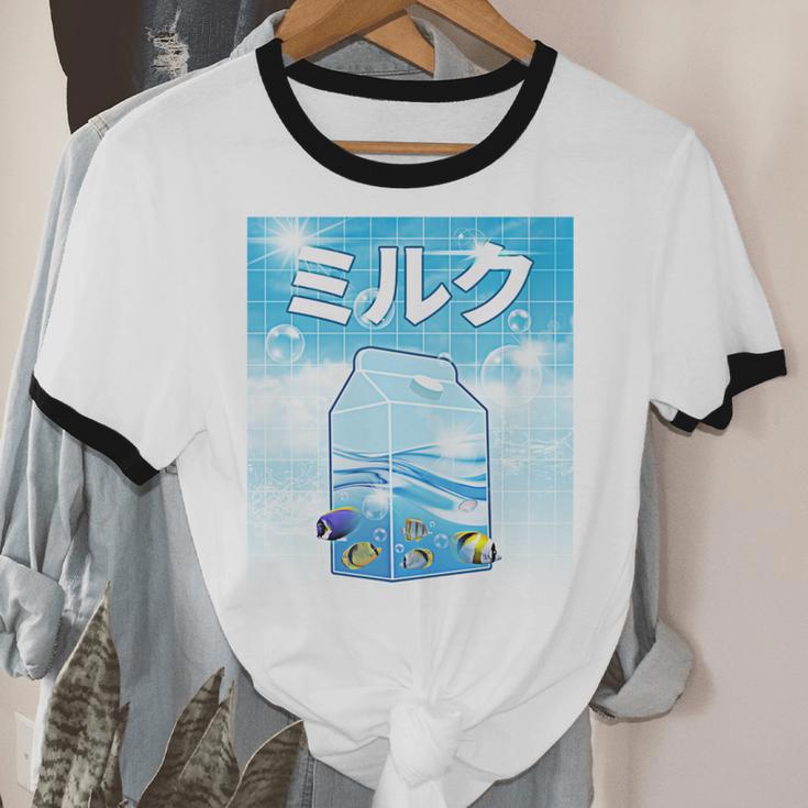 Frutiger Aero Aesthetic Tech Kawaii Milk Underwater Fishes Unisex Cotton Ringer T-Shirt Frutiger Aero Aesthetic Tech Kawaii Milk Underwater Fishes Unisex Cotton Ringer T-Shirt
