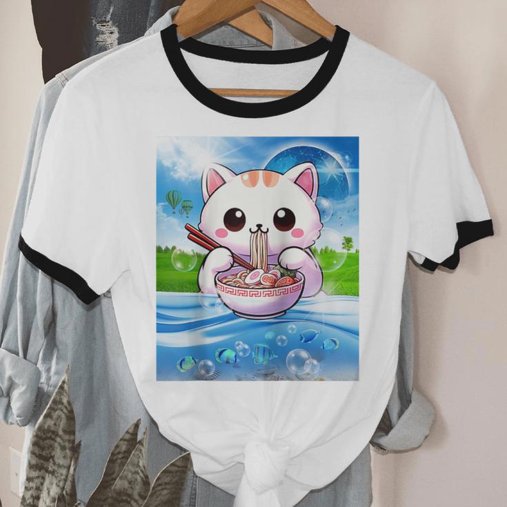 Frutiger Aero Aesthetic Tech Kawaii Ramen Cat Fishes Raglan Baseball Tee Unisex Cotton Ringer T-Shirt Frutiger Aero Aesthetic Tech Kawaii Ramen Cat Fishes Raglan Baseball Tee Unisex Cotton Ringer T-Shirt