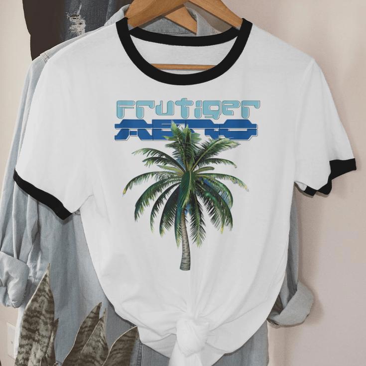 Frutiger Aero Palm Tree Y2k Aesthetic 2000s Trend Unisex Cotton Ringer T-Shirt