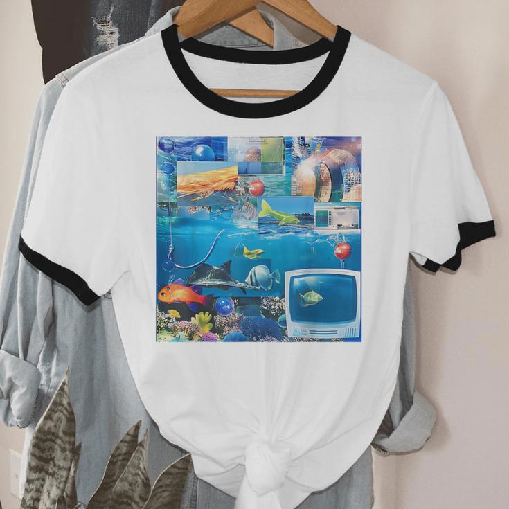 Frutiger Aero Retro Vibes Y2K Retro Grunge Unisex Cotton Ringer T-Shirt