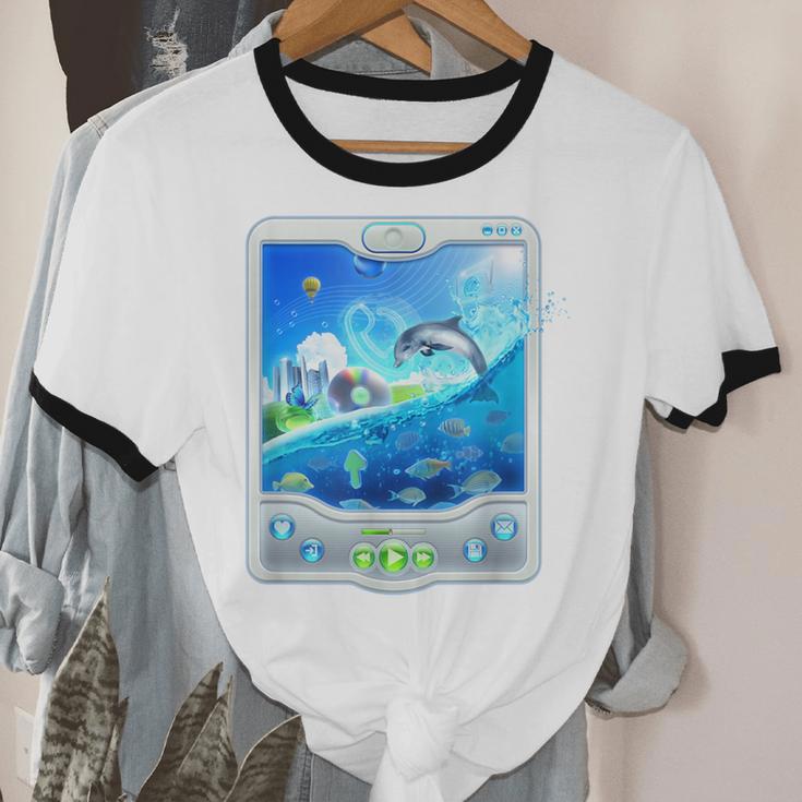Frutiger Aero Skeuomorphism User Interface Nostalgia Unisex Cotton Ringer T-Shirt