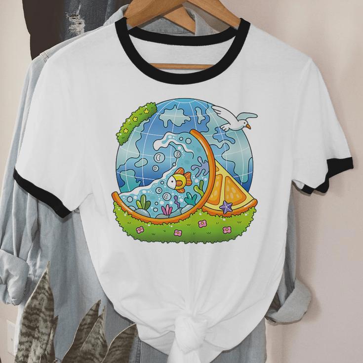 Frutiger Aero Y2K Fashion Trends Statement Piece Tech Orange Premium Unisex Cotton Ringer T-Shirt