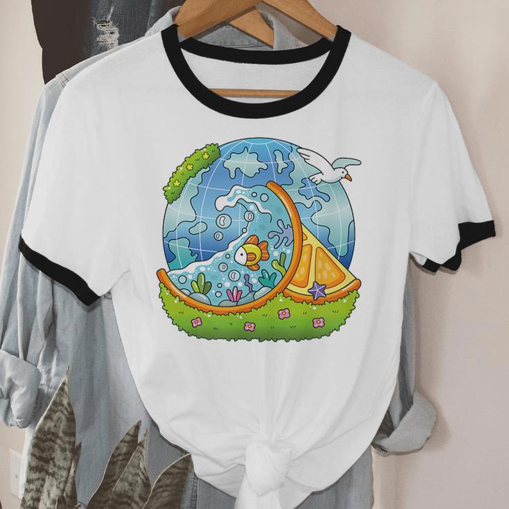 Frutiger Aero Y2K Fashion Trends Statement Piece Tech Orange Unisex Cotton Ringer T-Shirt